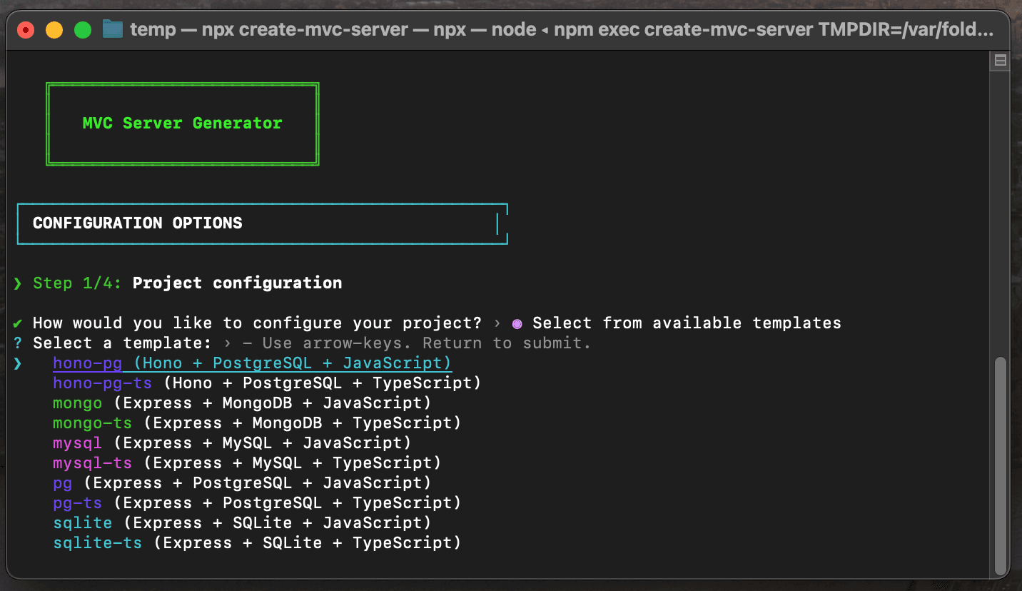 Create MVC Server screenshot 2